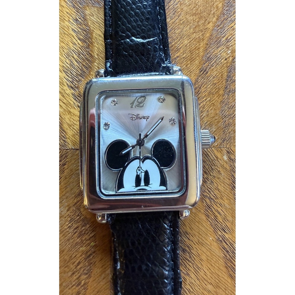 Disney  Mickey Mouse Square/Rectangle Watch Peek-a-Boo! Black band.